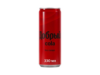 газированный напиток добрый cola без сахара 0,33 л, жб