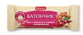 батончик  нуга с арахисом и клюквой глазир. мишкино 50г
